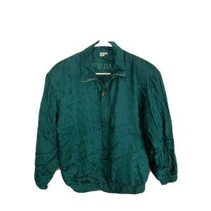 Vintage Fuda International 100 silk zip jacket